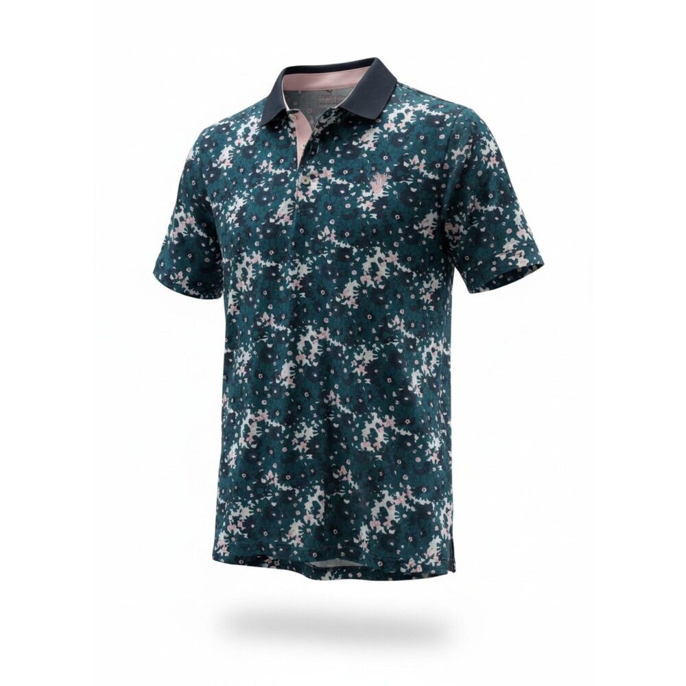 PUMA x Arnold Palmer Golf Polo Shirt Floral Print UPF 40 Stretch